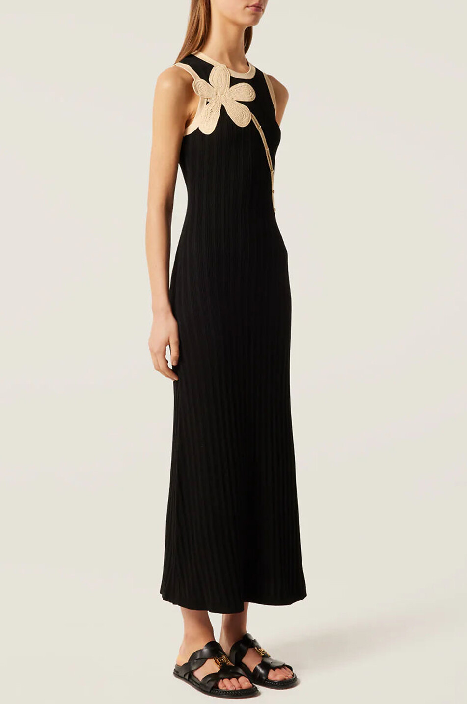 TRESSE PARIS Regina midi knit dress with cut-outs and embroiderie Women BLACK 4