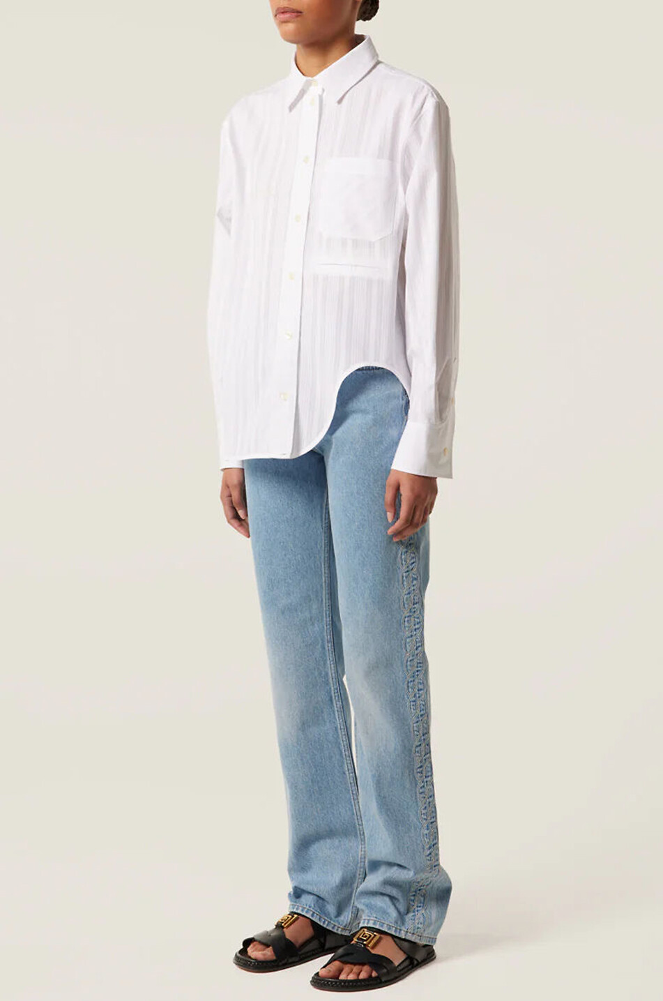 TRESSE PARIS Weites Hemd aus gestreiftem Jacquard Couxana Damen WEISS 3