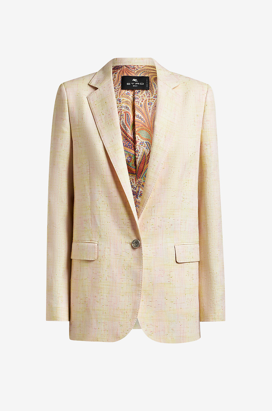 ETRO Karierter langer geflammter Leinenblazer Pegaso Damen BEIGE 1