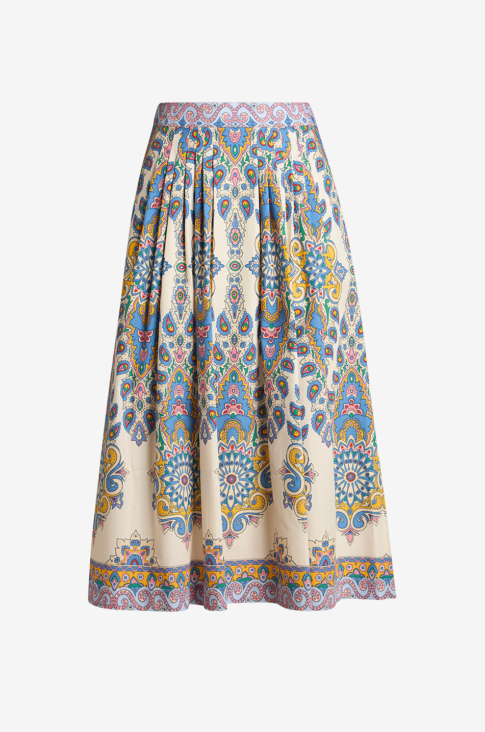 Plissierter Popeline-Midirock Paisley Medallion