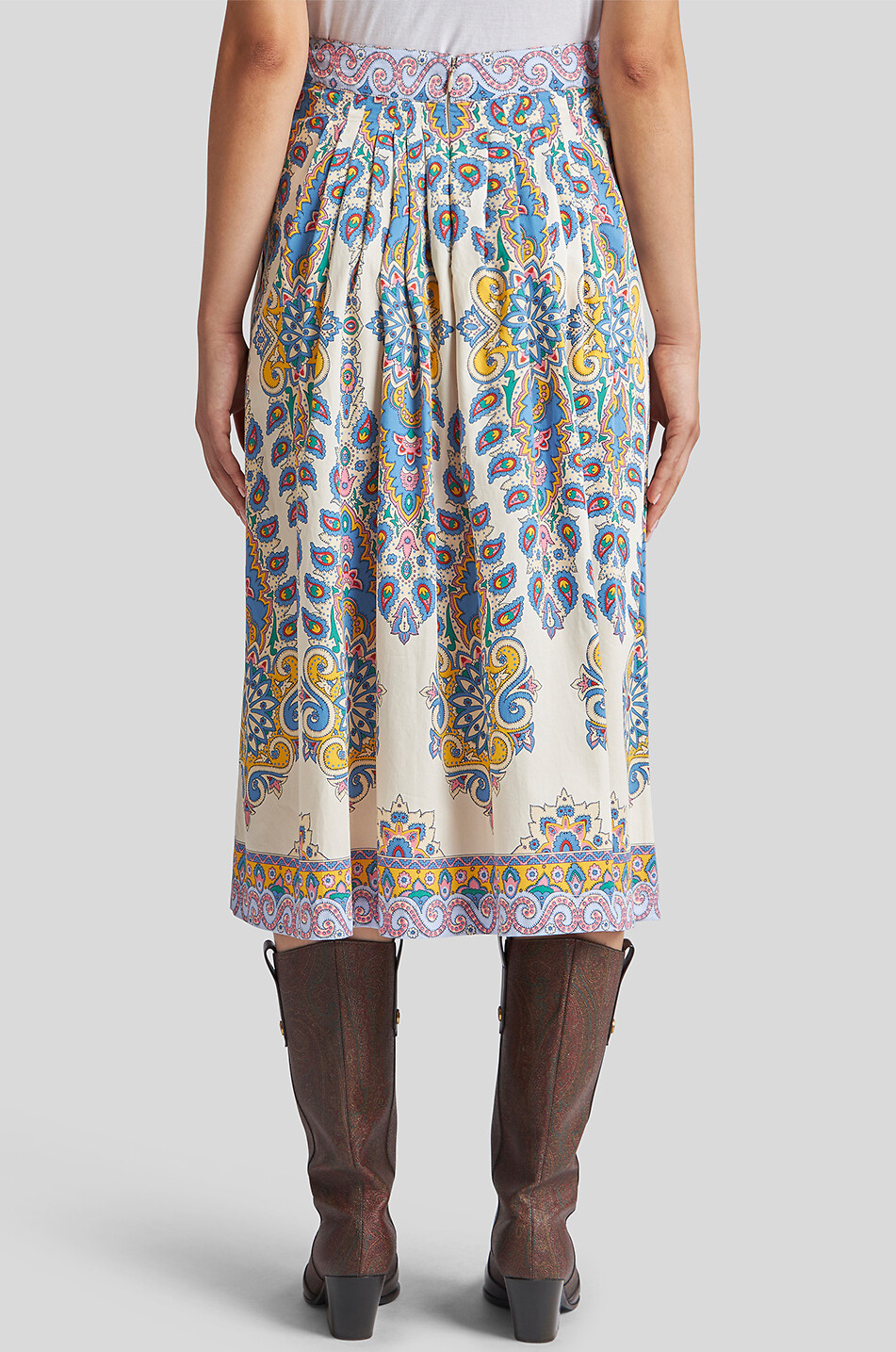 Plissierter Popeline-Midirock Paisley Medallion