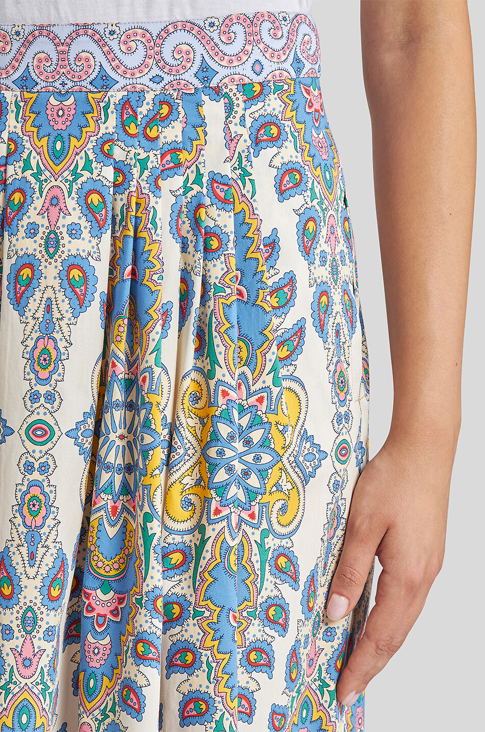 Plissierter Popeline-Midirock Paisley Medallion
