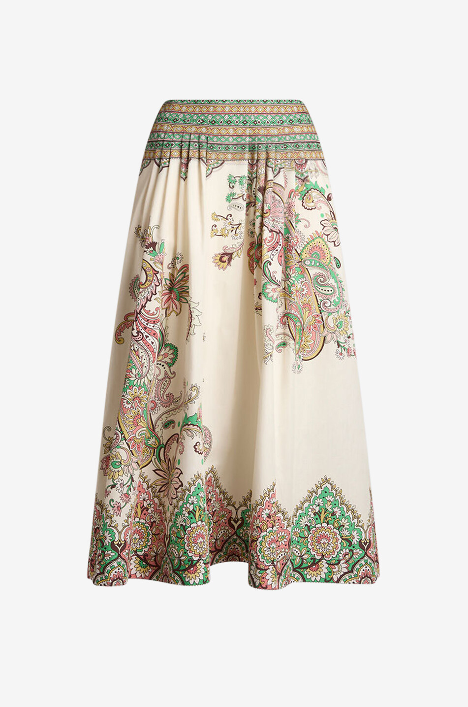 ETRO Paisley Florals pleated poplin midi skirt Women MULTI COLOURED 1 1