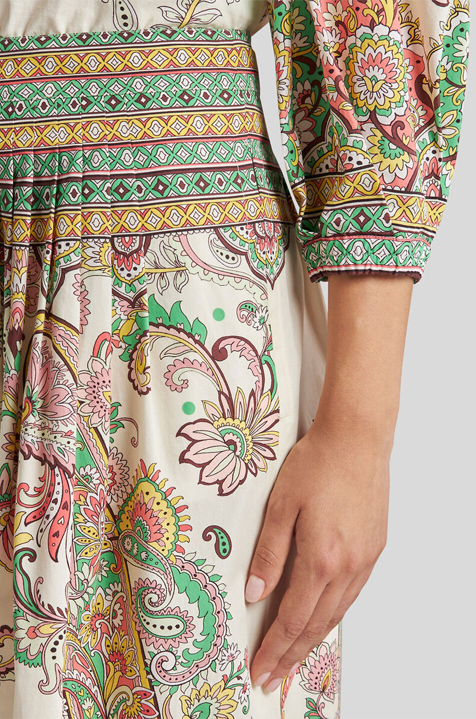 ETRO Paisley Florals pleated poplin midi skirt Women MULTI COLOURED 1 4