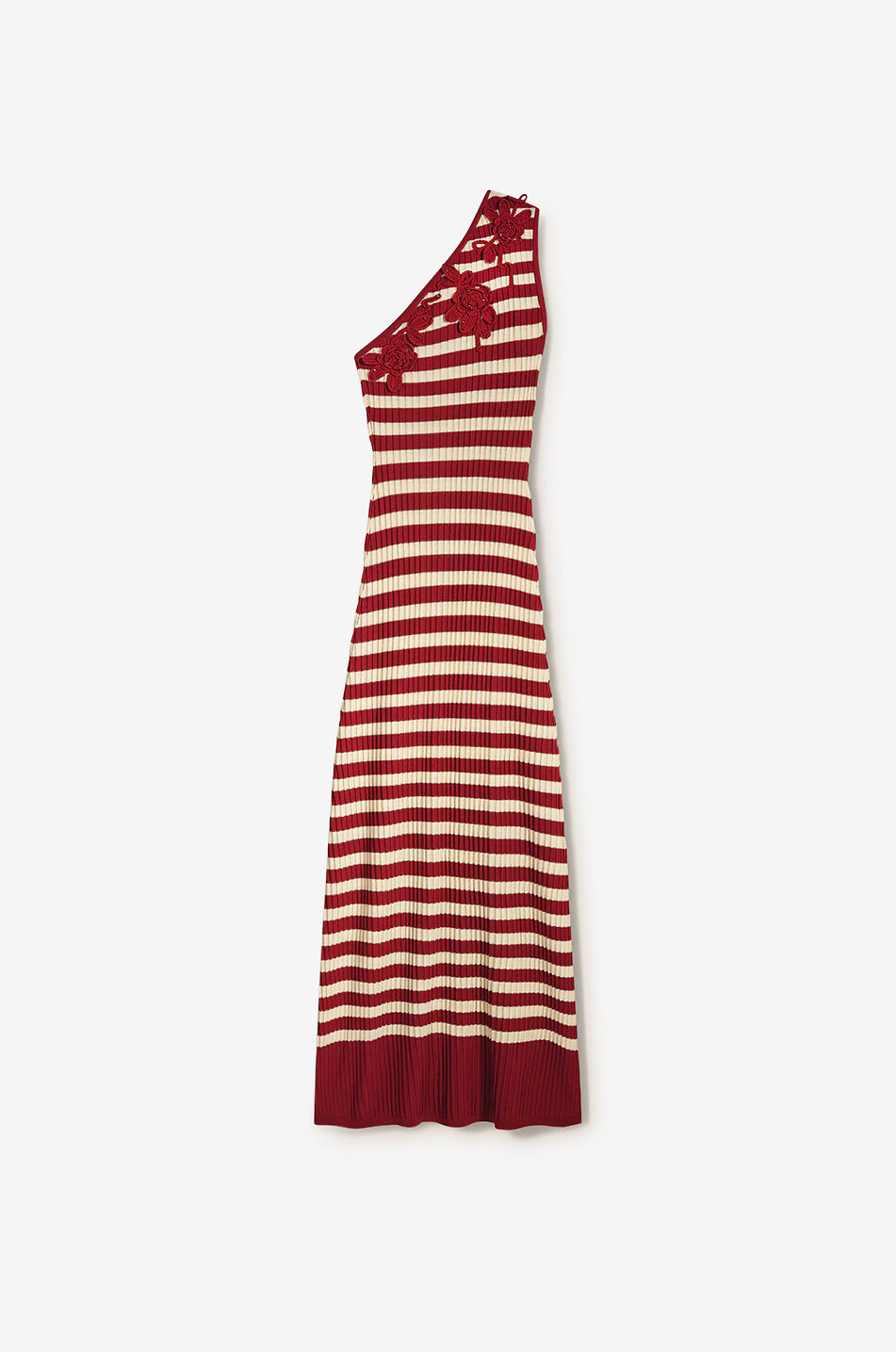 TRESSE PARIS Robe longue asymétrique en maille rayée Rinos Femme ROUGE 1