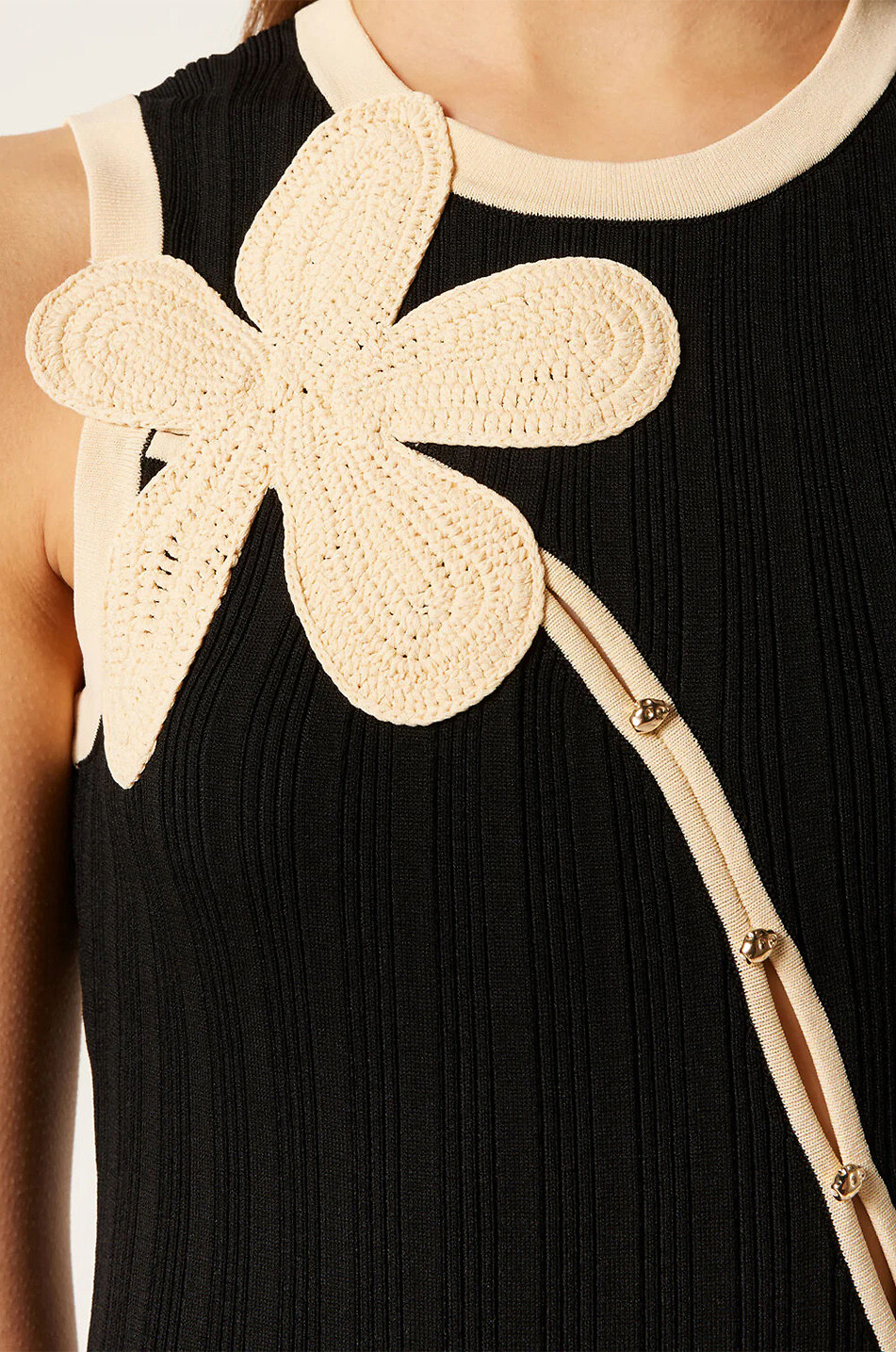 TRESSE PARIS Regina midi knit dress with cut-outs and embroiderie Women BLACK 5