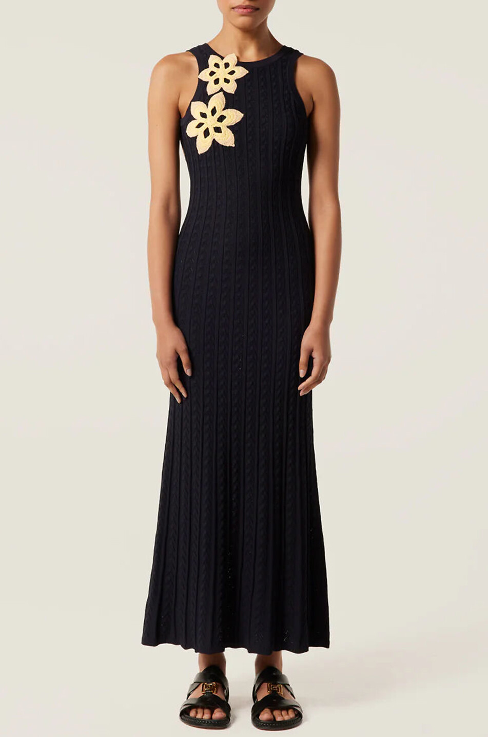 TRESSE PARIS Robe longue moulante en maille à dos échancré Rimis Femme BLEU FONCE 2