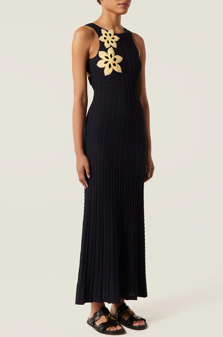 TRESSE PARIS Robe longue moulante en maille à dos échancré Rimis Femme BLEU FONCE 3