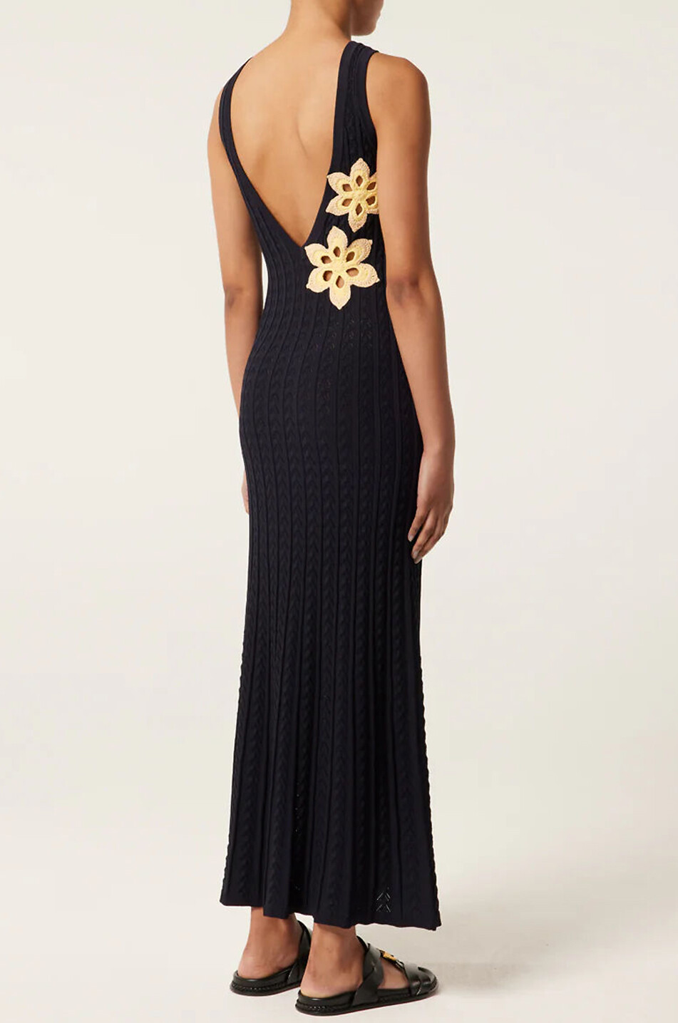 TRESSE PARIS Robe longue moulante en maille à dos échancré Rimis Femme BLEU FONCE 4