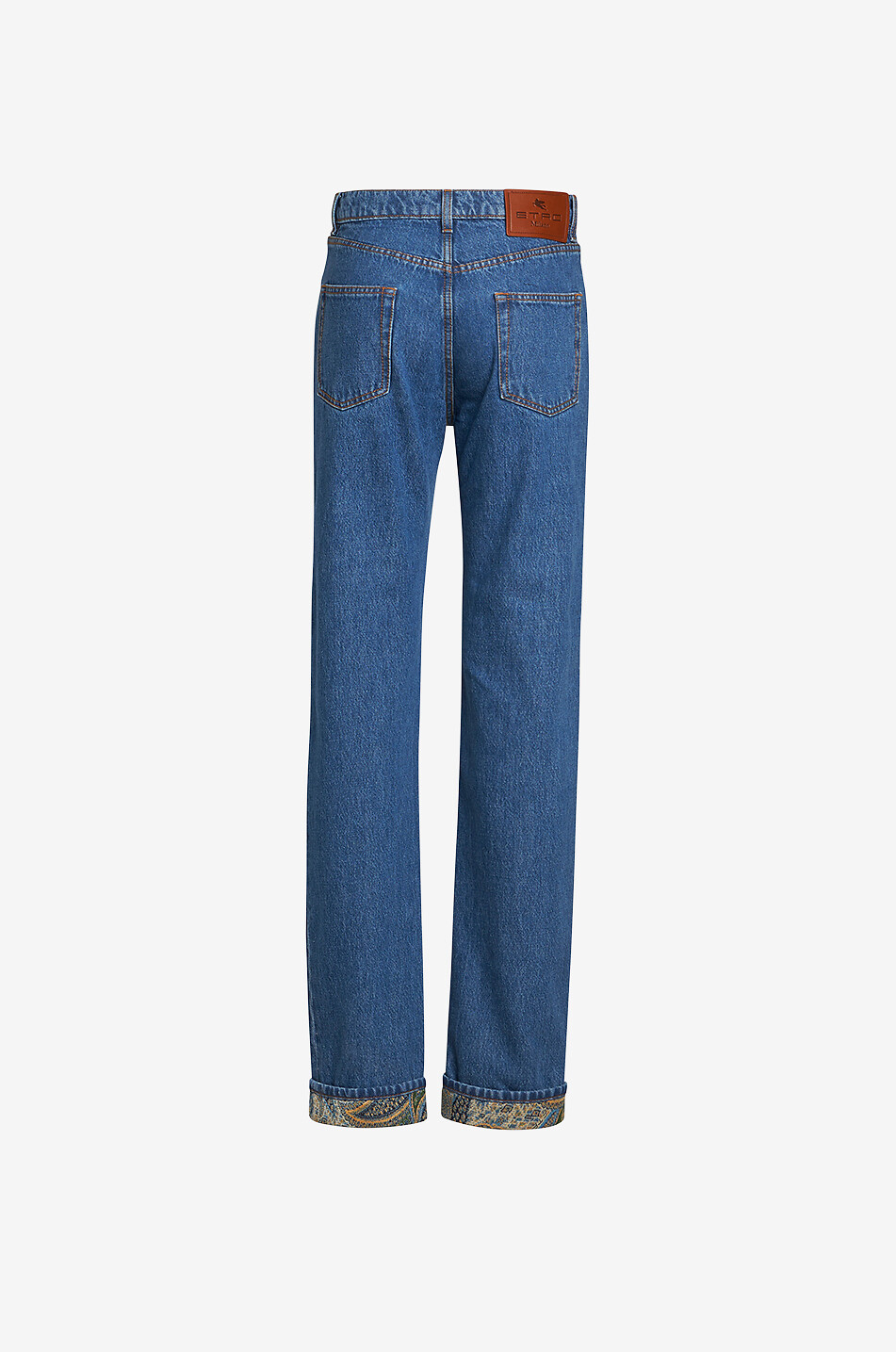 ETRO Gerade Jeans mit hoher Taille und Paisley-Jacquard-Umschlag Damen BLAU 2