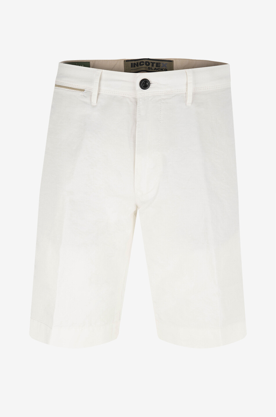INCOTEX Bermuda en lin et coton Homme BLANC CASSE 1