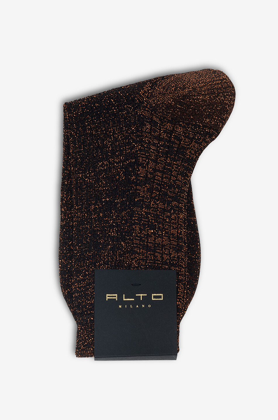 ALTO MILANO Chaussettes côtelées en lurex Camilla Femme MARRON 1