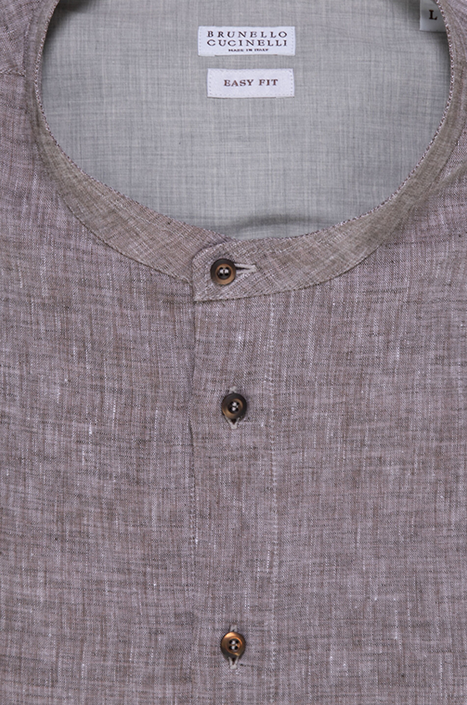 Easy Fit Mandarin collar long-sleeve shirt in linen