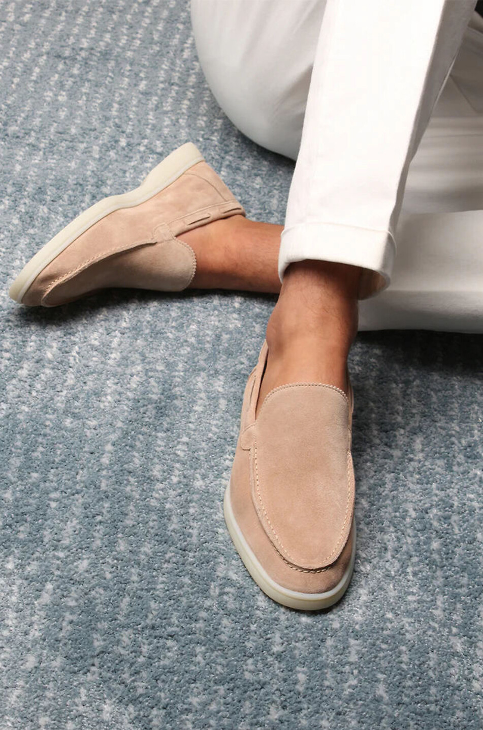 AURELIEN Yacht supple suede loafers Men Light beige 3