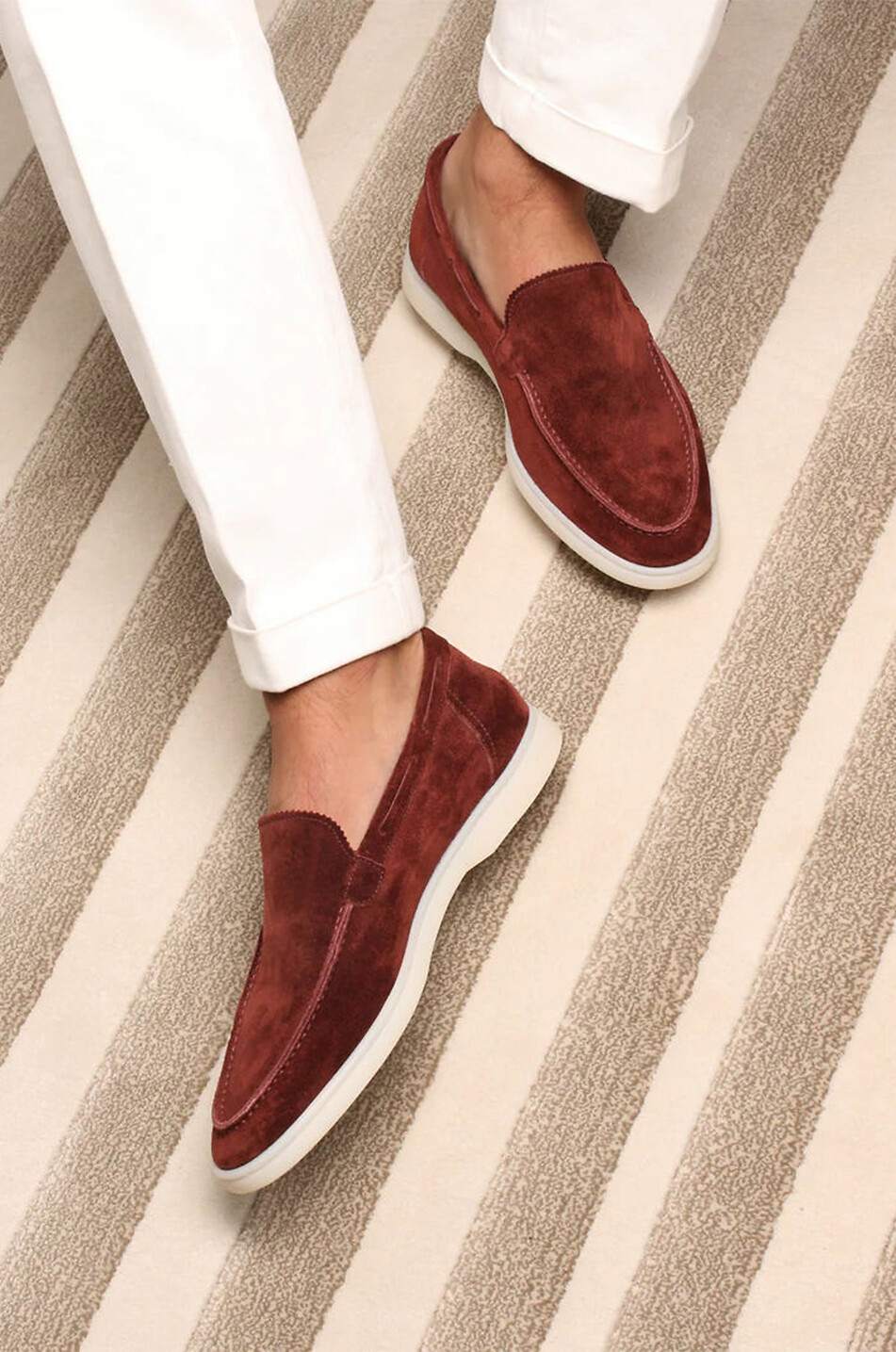 AURELIEN Mocassins en daim souple Yacht Homme ROUGE FONCÉ 3