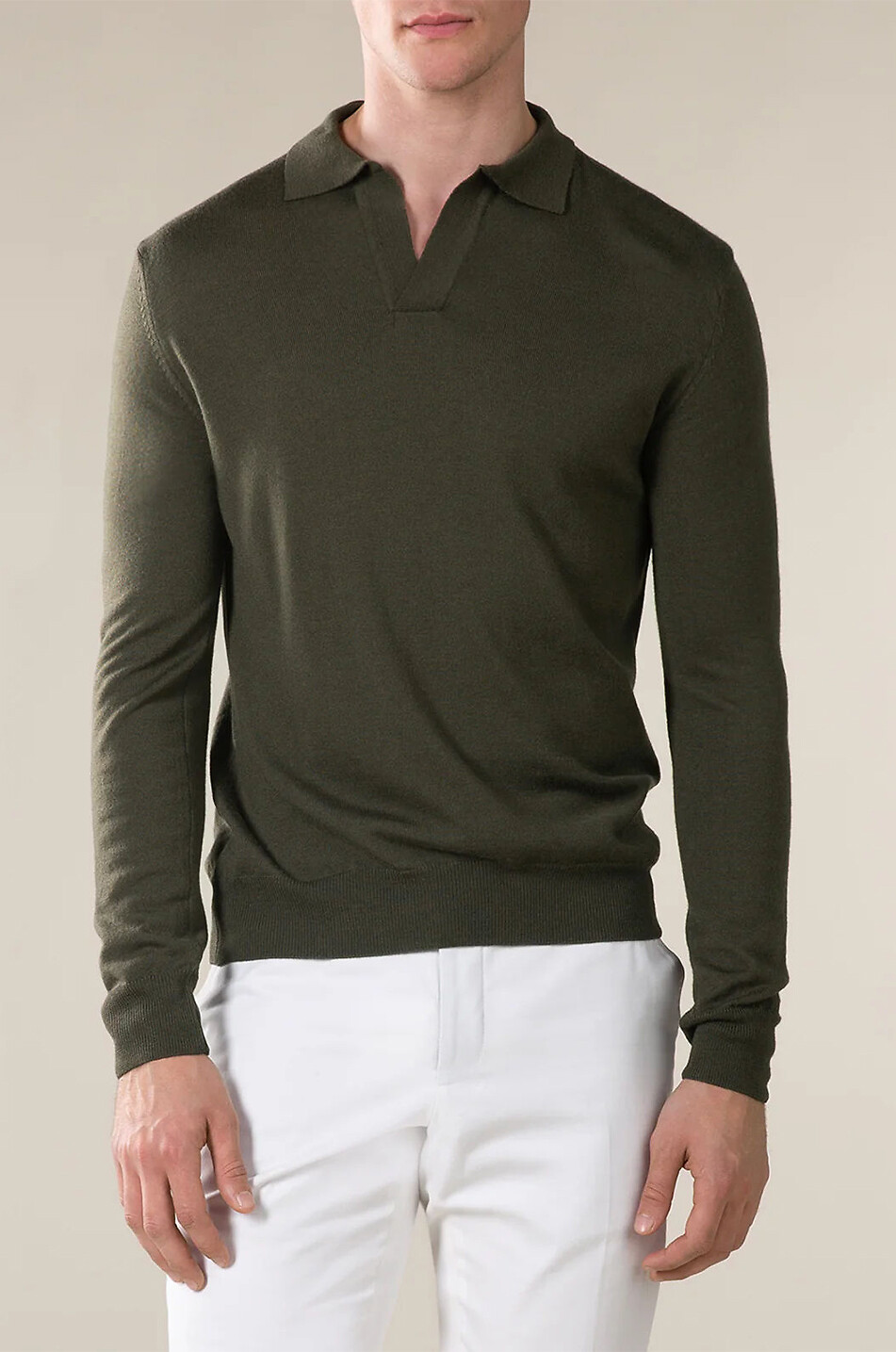 AURELIEN Pull polo fin en laine Cashwool Homme VERT 3