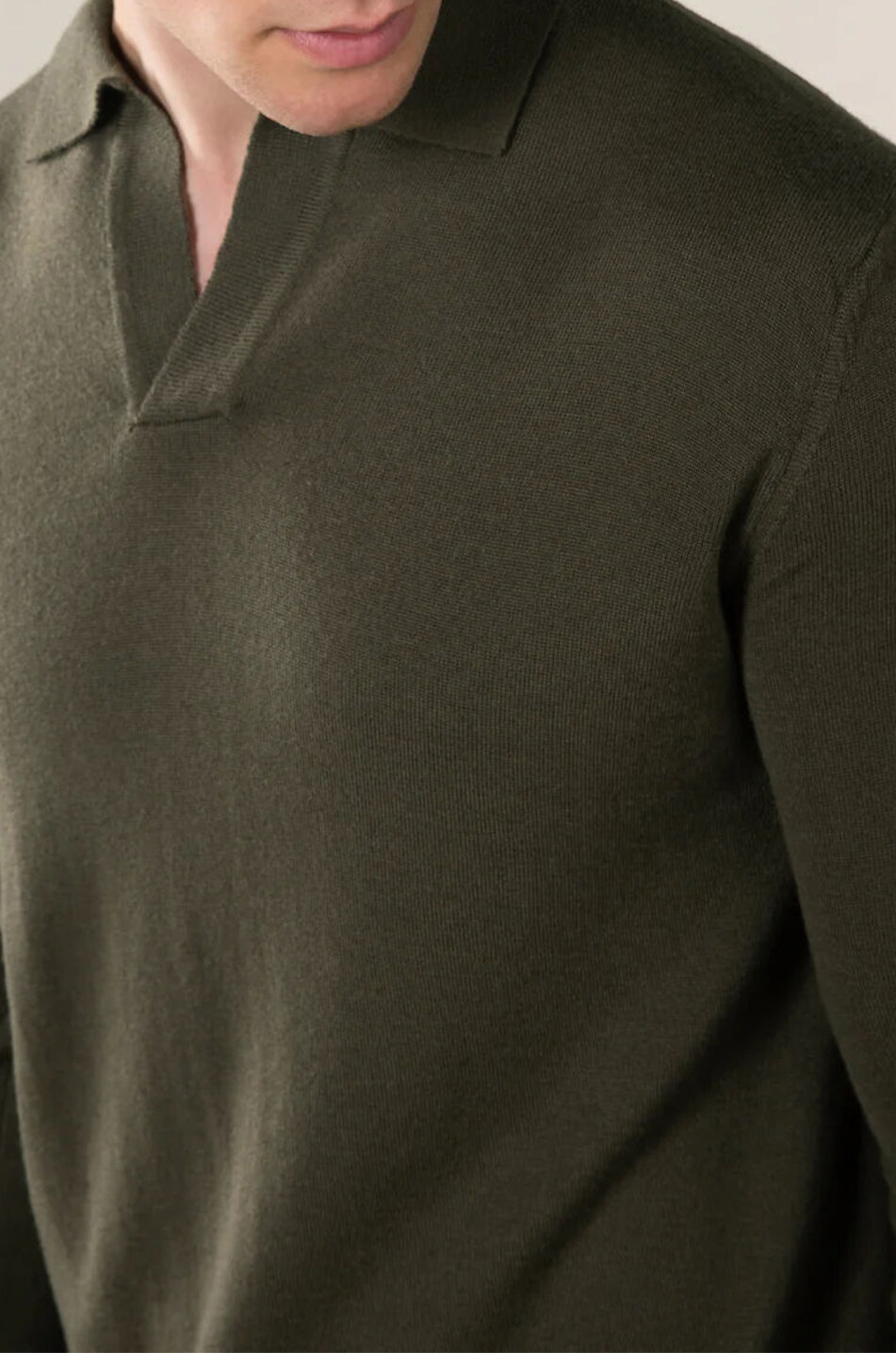 AURELIEN Pull polo fin en laine Cashwool Homme VERT 4