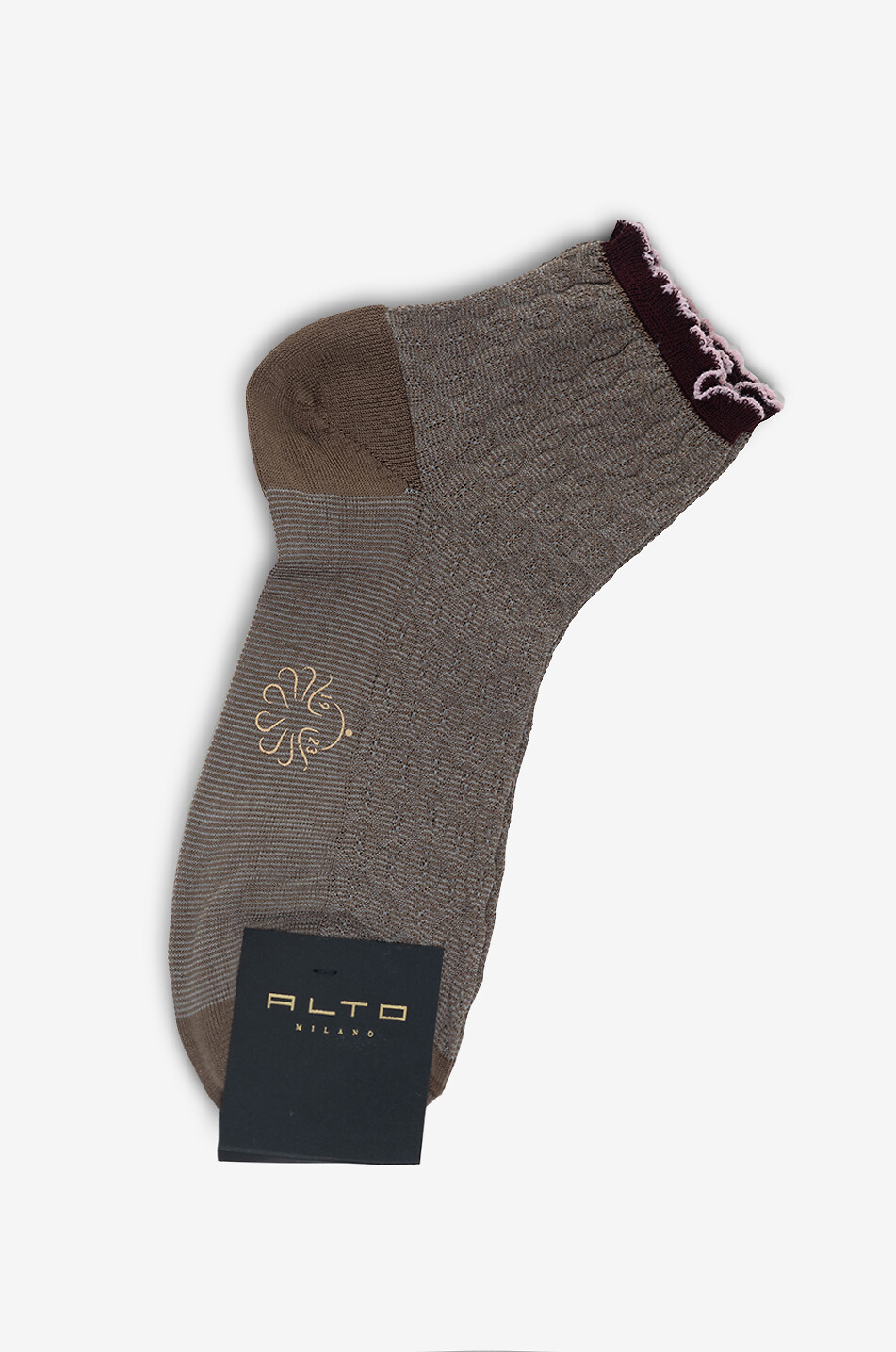 ALTO MILANO Zopfstrick-Baumwollsocken Anemone Damen BRAUN 1