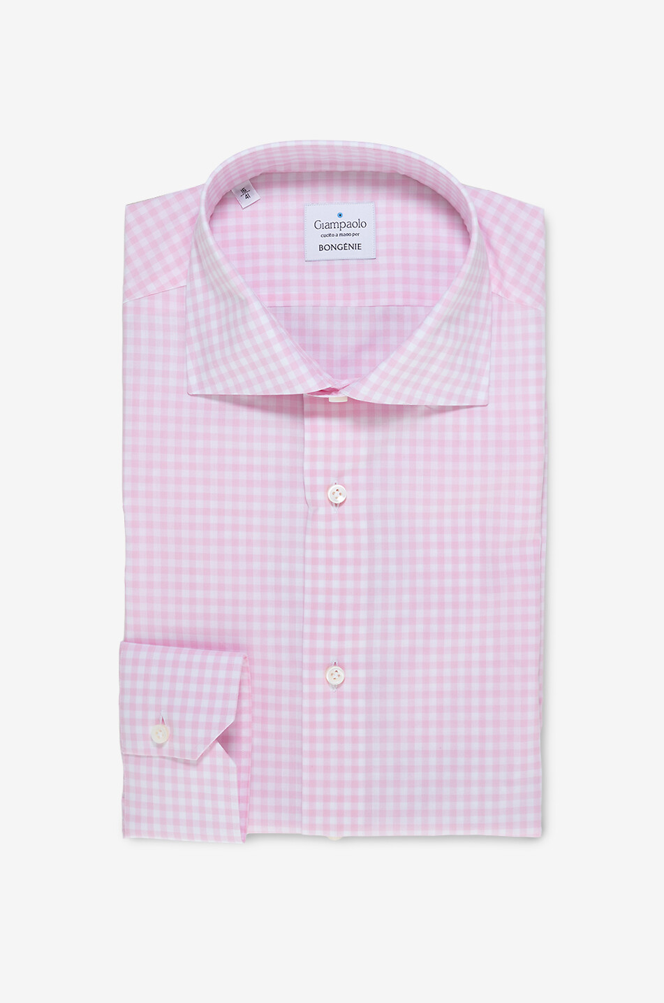 Gingham check cotton long-sleeved shirt