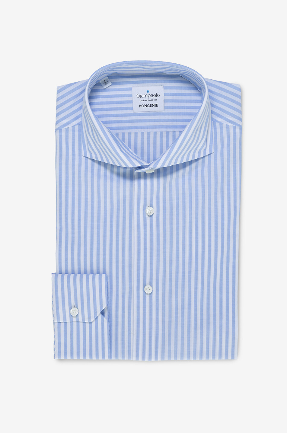 GIAMPAOLO Gestreiftes langärmeliges Hemd aus Baumwolle Herren HELLBLAU 1