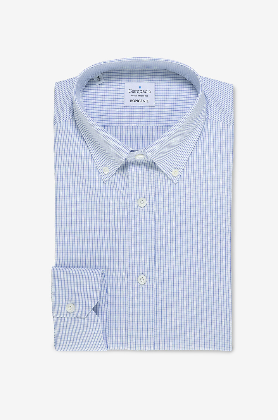 Karo-Baumwollhemd mit geknöpftem Kragen