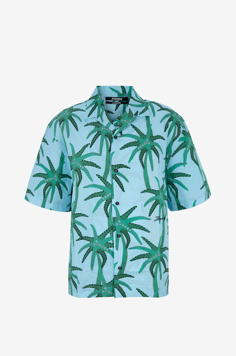 JACQUEMUS Palm Trees Star La Chemise Jean poplin shirt Men BLUE 1