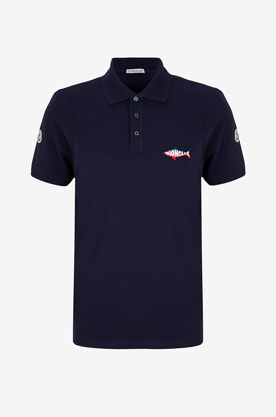 Shark patch adorned short-sleeved polo shirt
