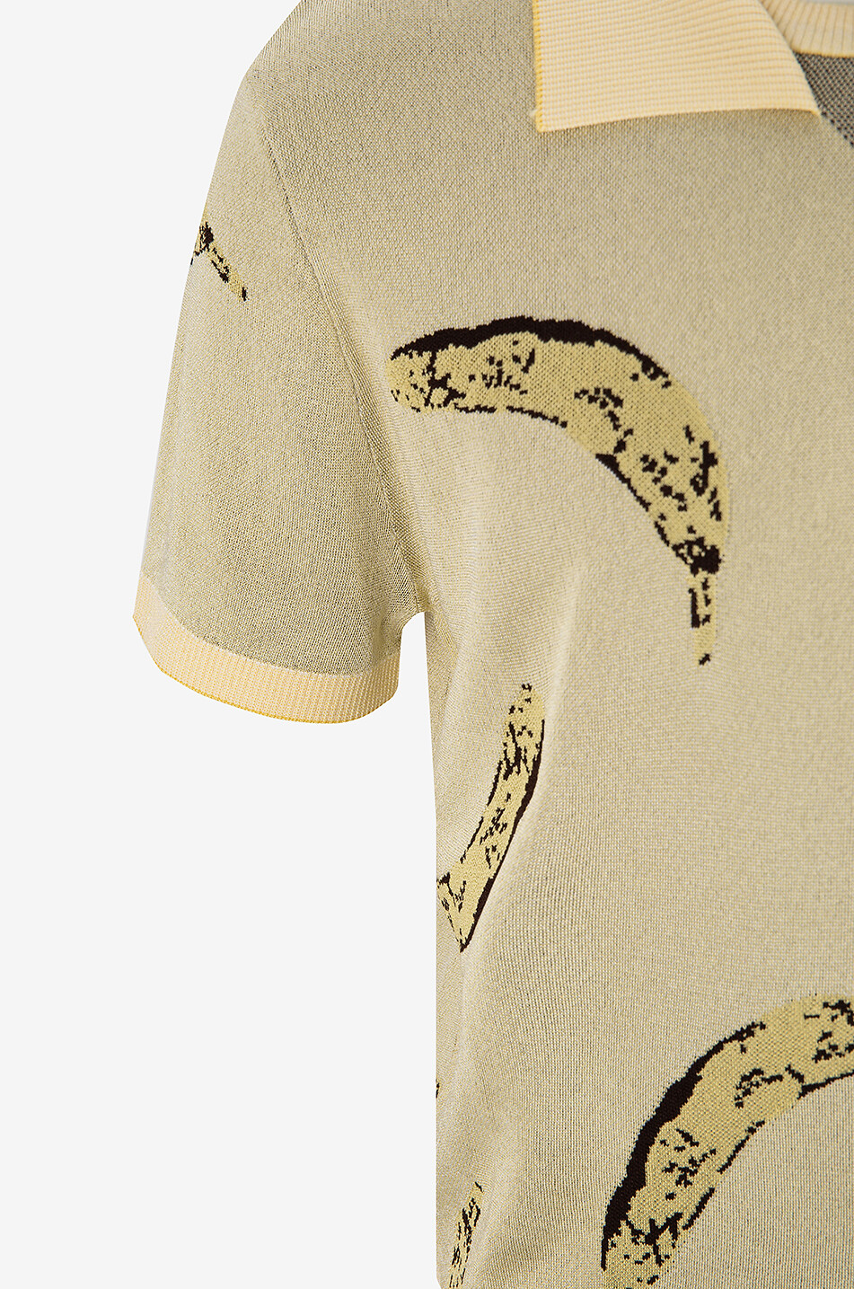 JACQUEMUS Le polo Marino banana jacquard knit polo shirt Men YELLOW 3