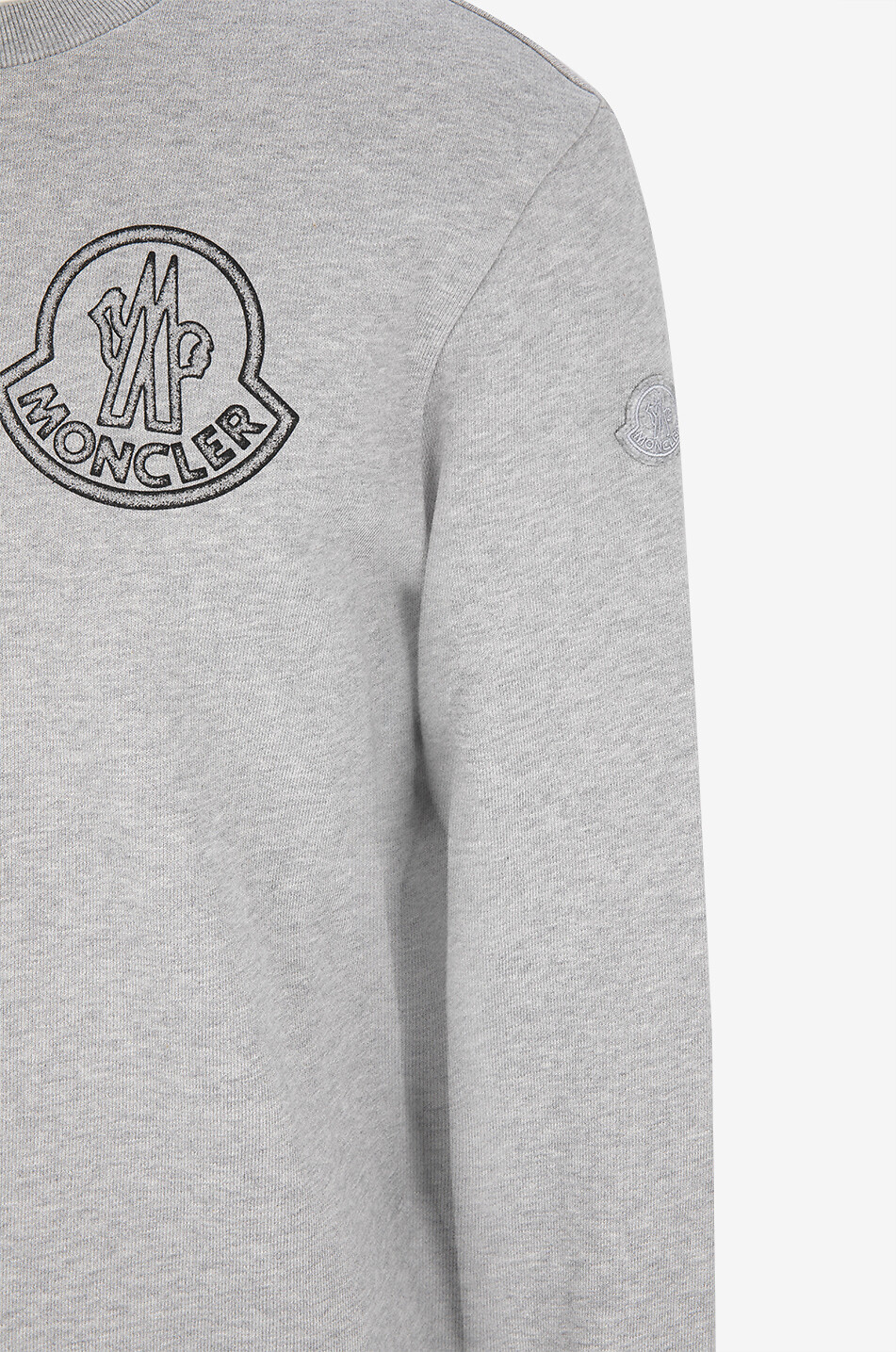 MONCLER Meliertes Rundhals-Sweatshirt Logo Stamp Herren GRAU 3