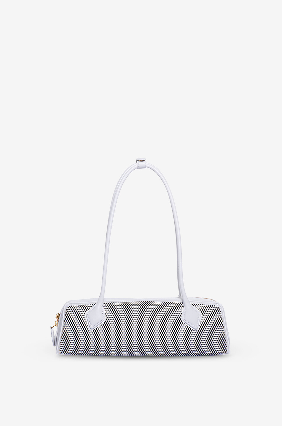 ALAÏA Fishnet Teckel Medium perforated leather shoulder bag Women WHITE 3