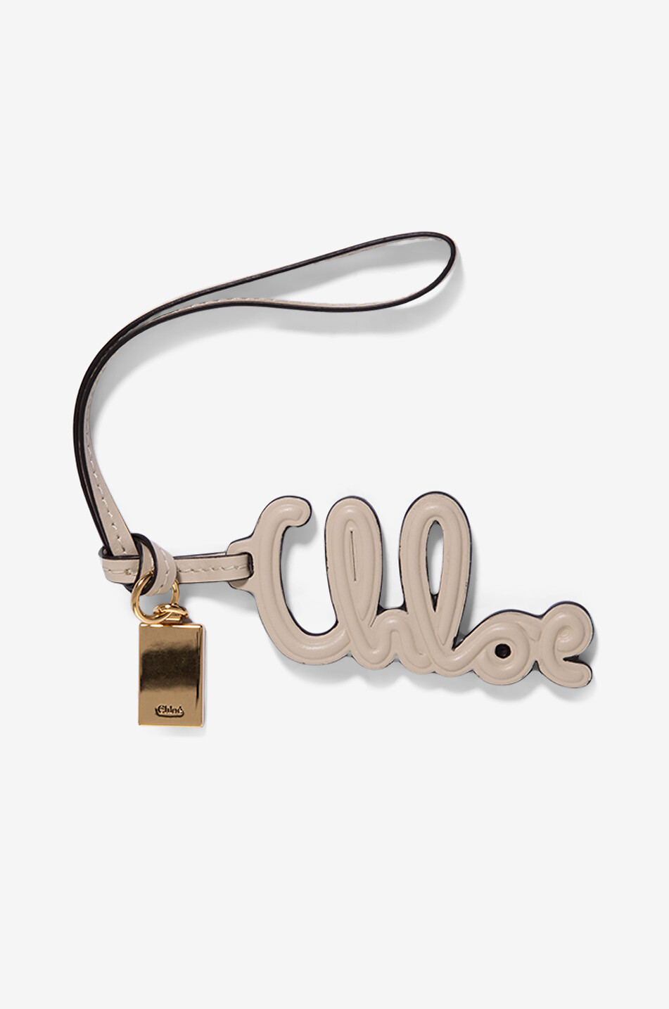 Logo smooth leather bag charm