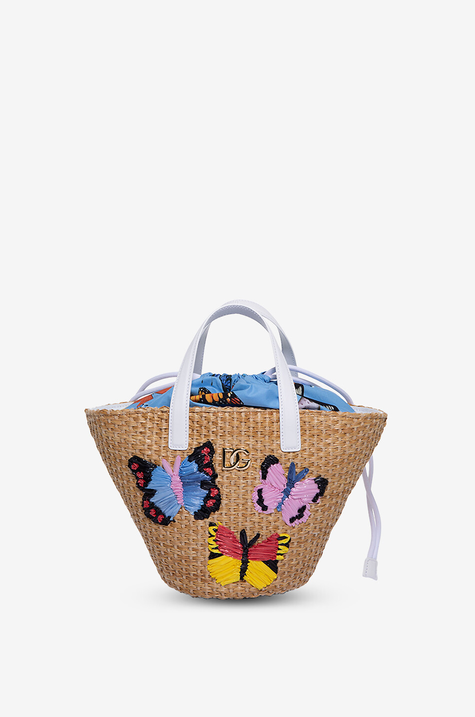 Farfalle girls' embroidered raffia tote bat
