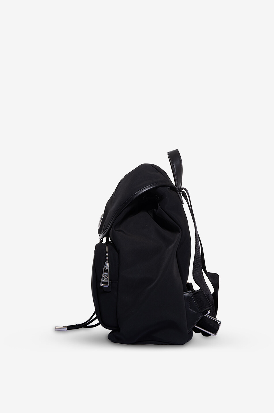 MONCLER Sac à dos en nylon imperméable et cuir New Trick Femme NOIR 4