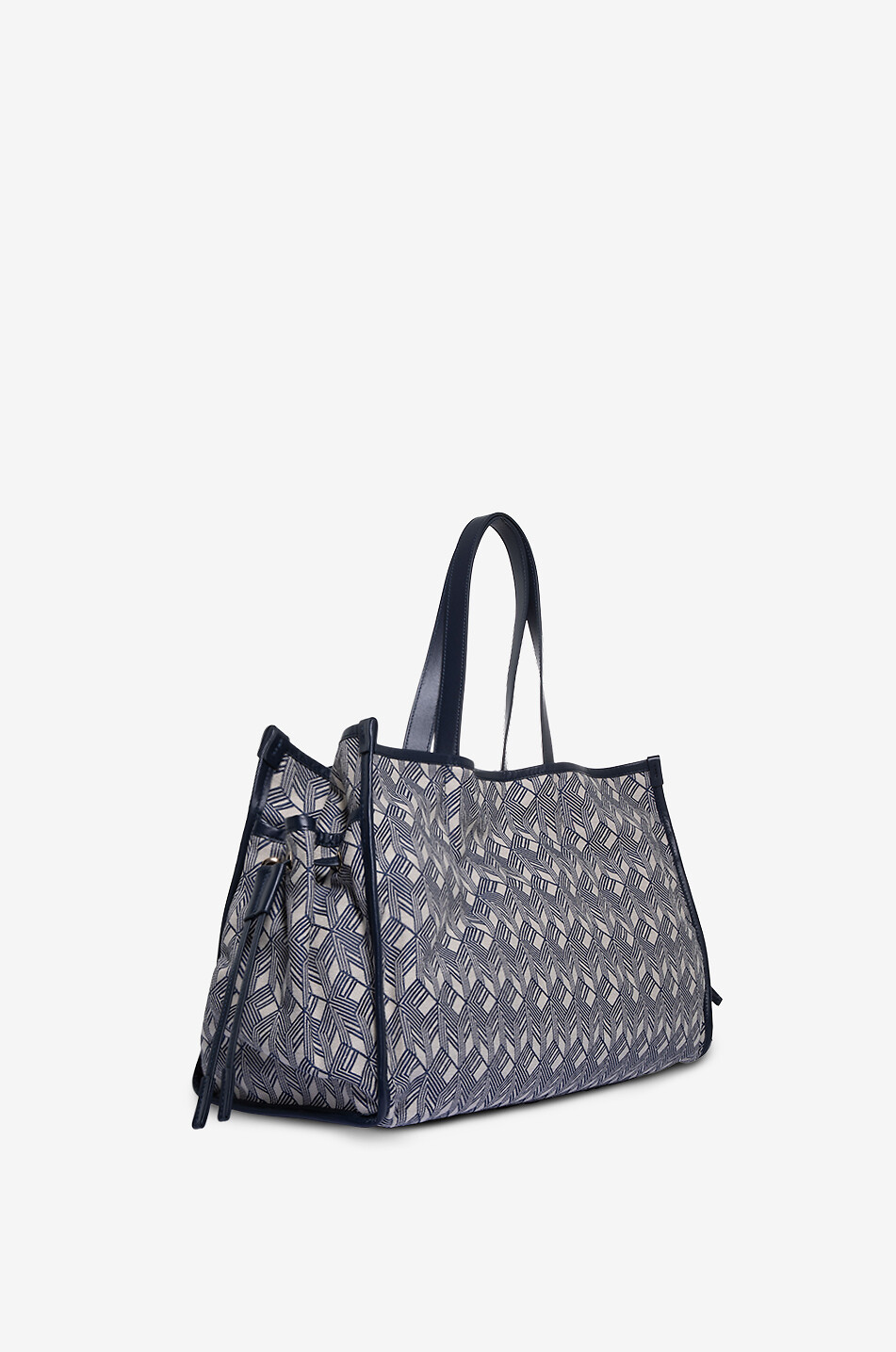 FABIANA FILIPPI Sac cabas en toile jacquard et cuir Medium Femme BLEU 2