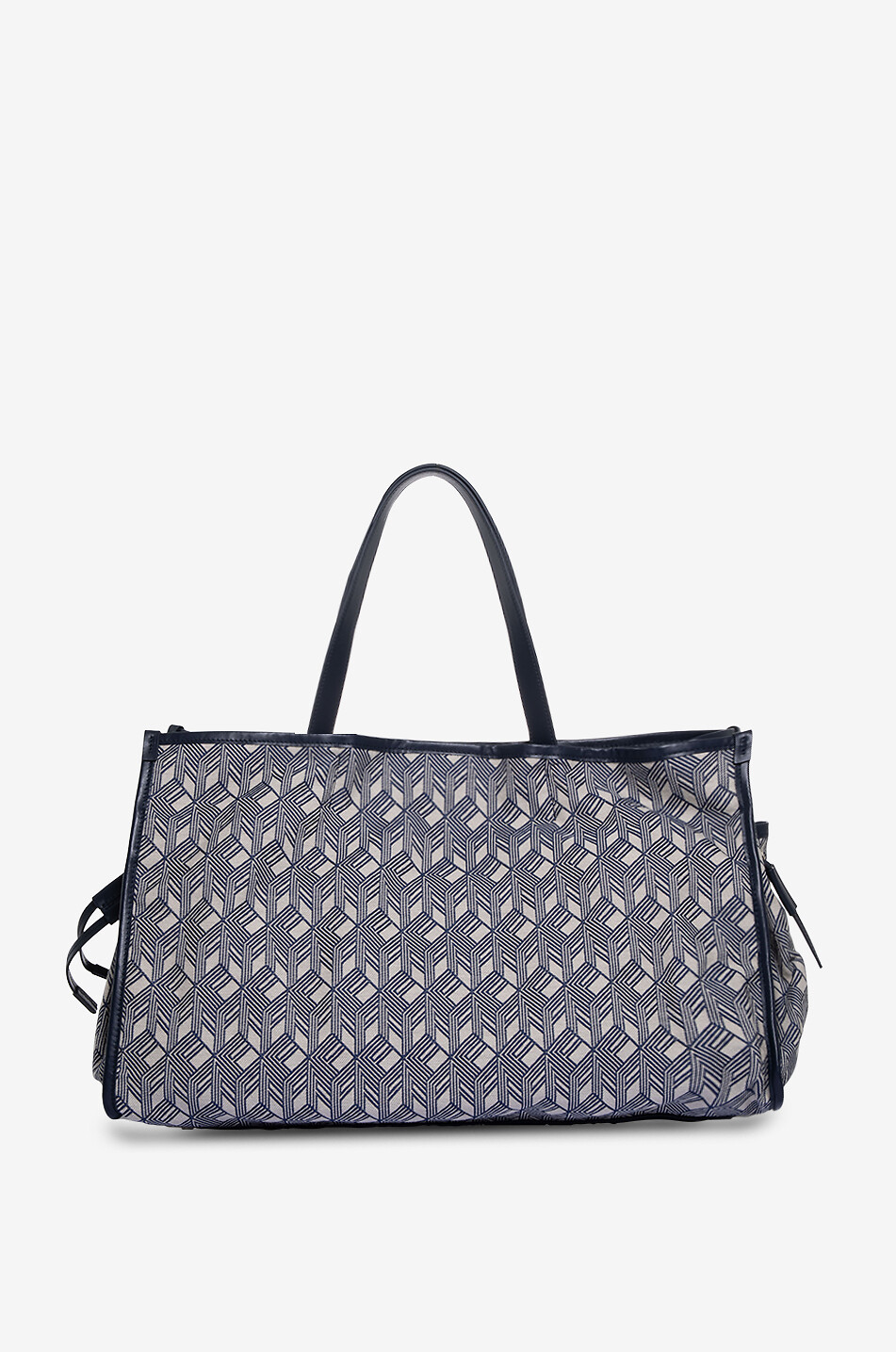 FABIANA FILIPPI Sac cabas en toile jacquard et cuir Medium Femme BLEU 3
