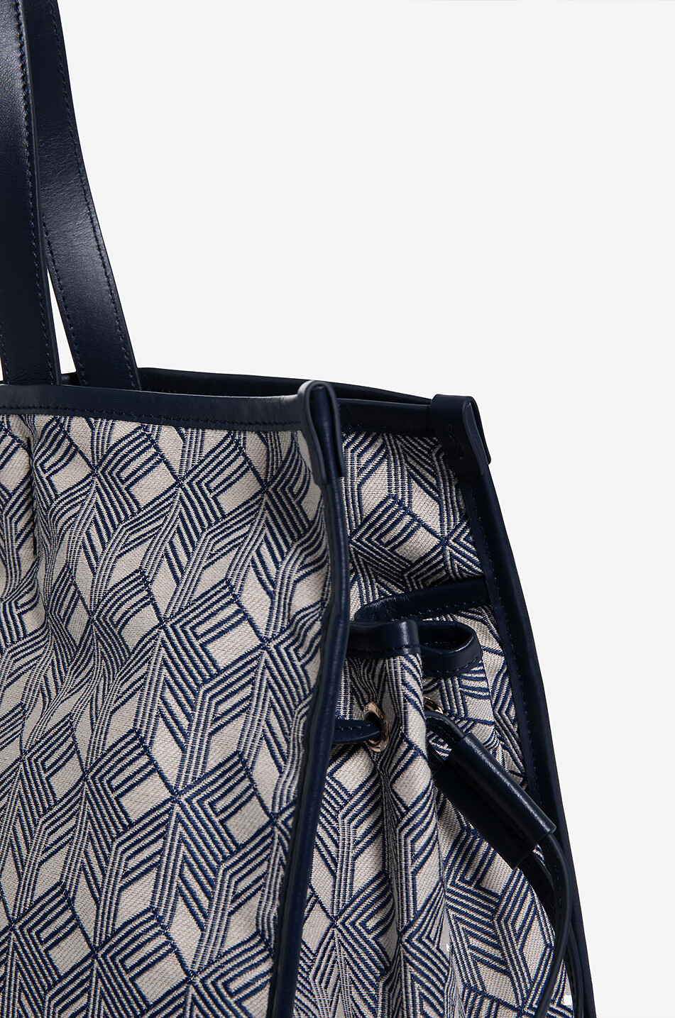 FABIANA FILIPPI Sac cabas en toile jacquard et cuir Medium Femme BLEU 5