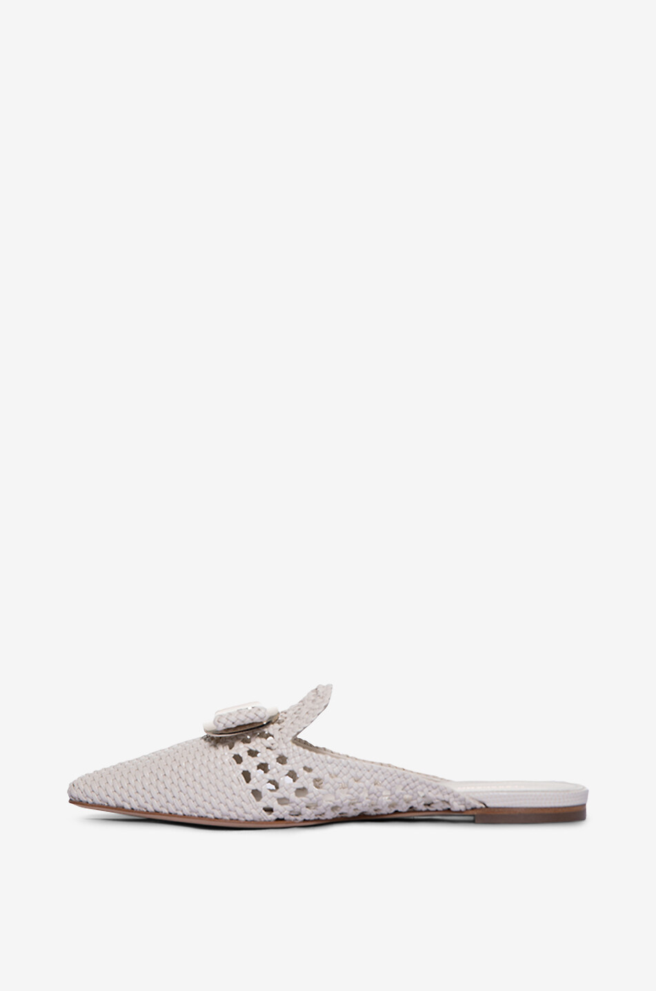 SALVATORE FERRAGAMO Mules plates tressées en cuir New Vara Envie Femme BLANC CASSE 3