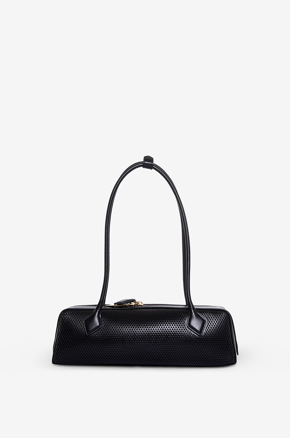 ALAÏA Fishnet Teckel Medium perforated leather shoulder bag Women BLACK 1
