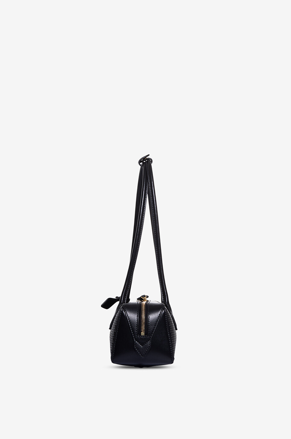 ALAÏA Fishnet Teckel Medium perforated leather shoulder bag Women BLACK 4