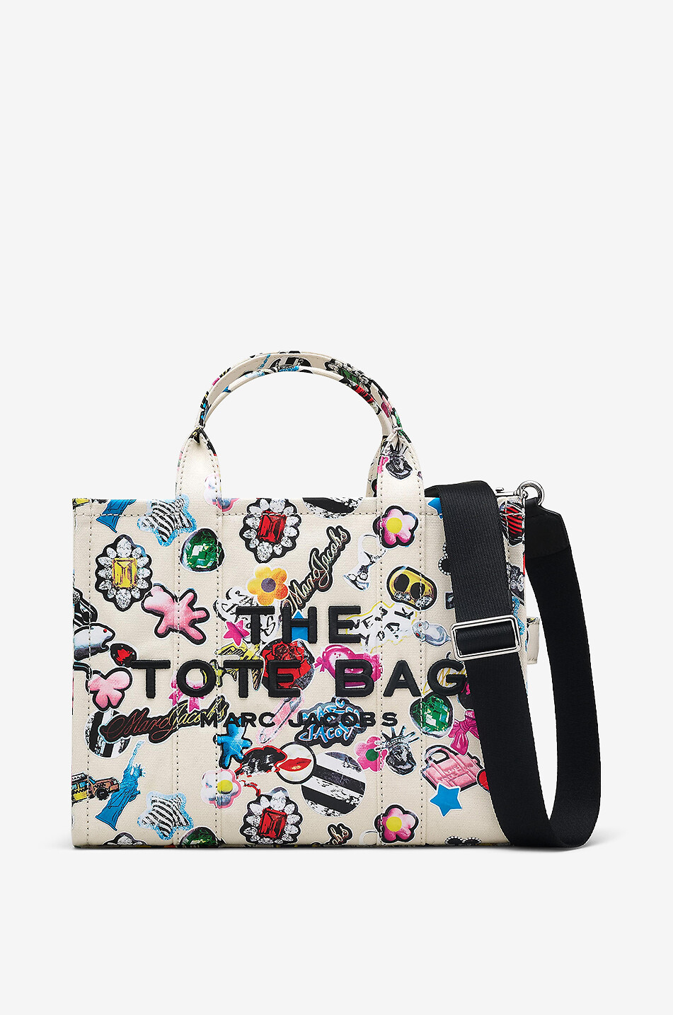 MARC JACOBS Stoff-Shopper The Sticker Canvas Medium Tote Damen WEISS 1