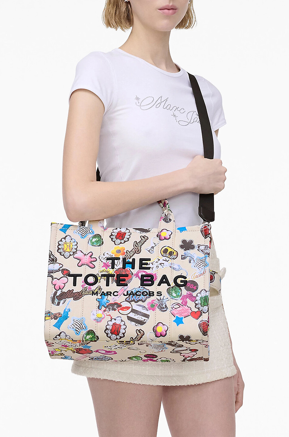MARC JACOBS Stoff-Shopper The Sticker Canvas Medium Tote Damen WEISS 3