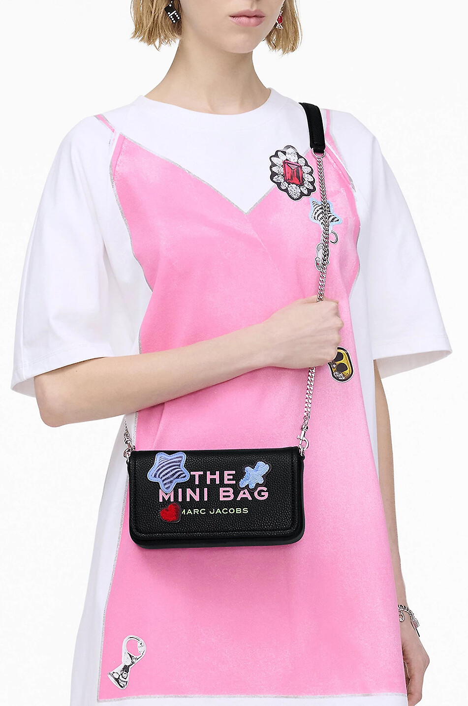 MARC JACOBS The Sticker Patch Mini grained leather shoulder bag Women BLACK 3