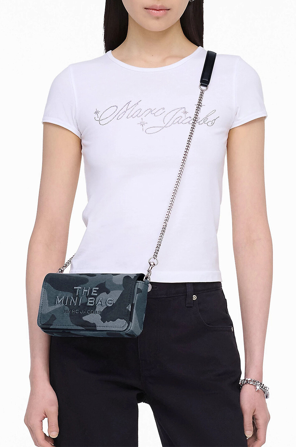 MARC JACOBS Sac porté épaule en tissu The Camo Jacquard Chain Mini Femme BLEU 3