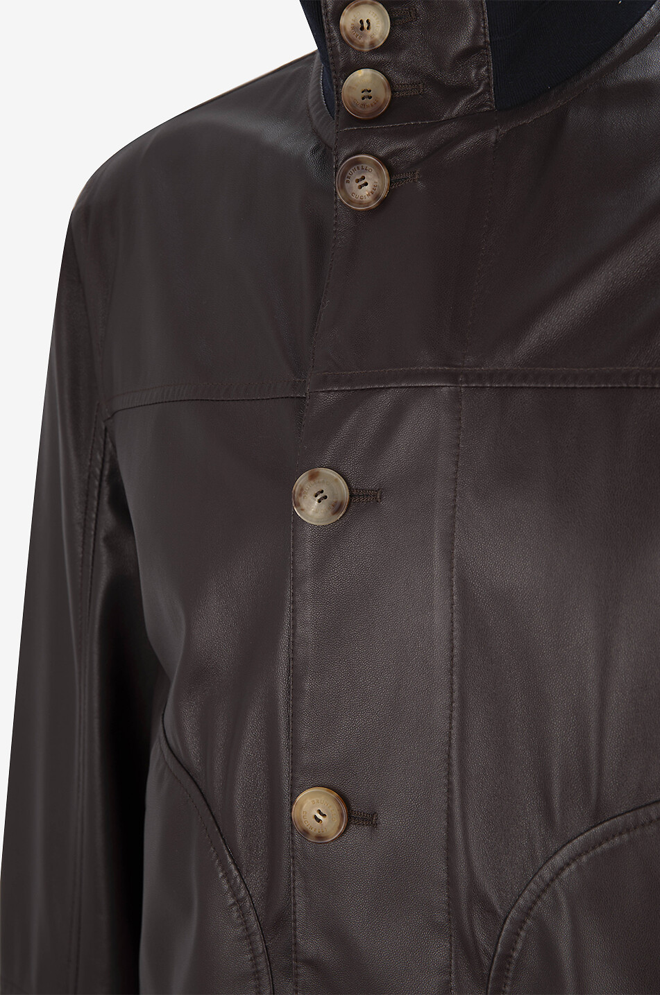 BRUNELLO CUCINELLI Wendbare Bomberjacke aus Nappaleder und Nylon Herren DUNKELBRAUN 3