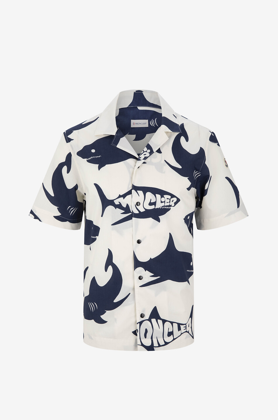 MONCLER Shark printed short-sleeved poplin shirt Men EGGSHELL 1