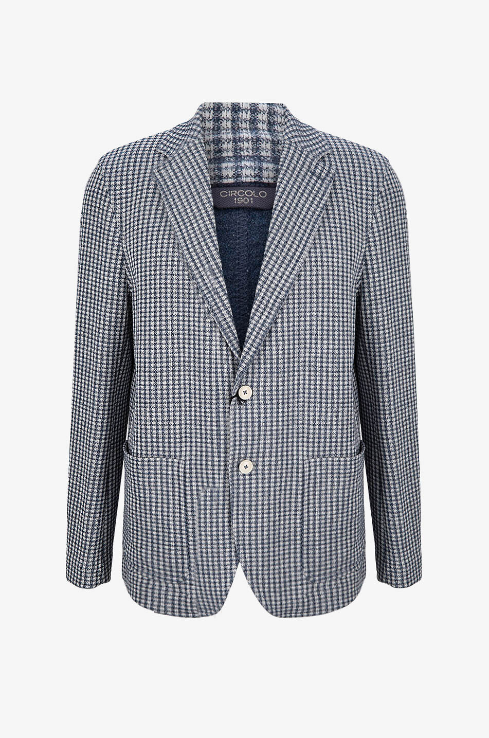 Blazer aus Baumwoll- und Leinenjersey mit Vichykaros