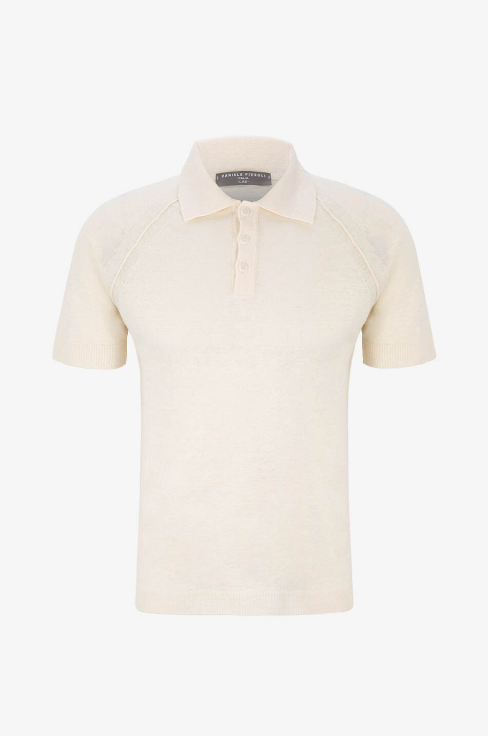 DANIELE FIESOLI Linen polo shirt with short raglan sleeves Men EGGSHELL 1