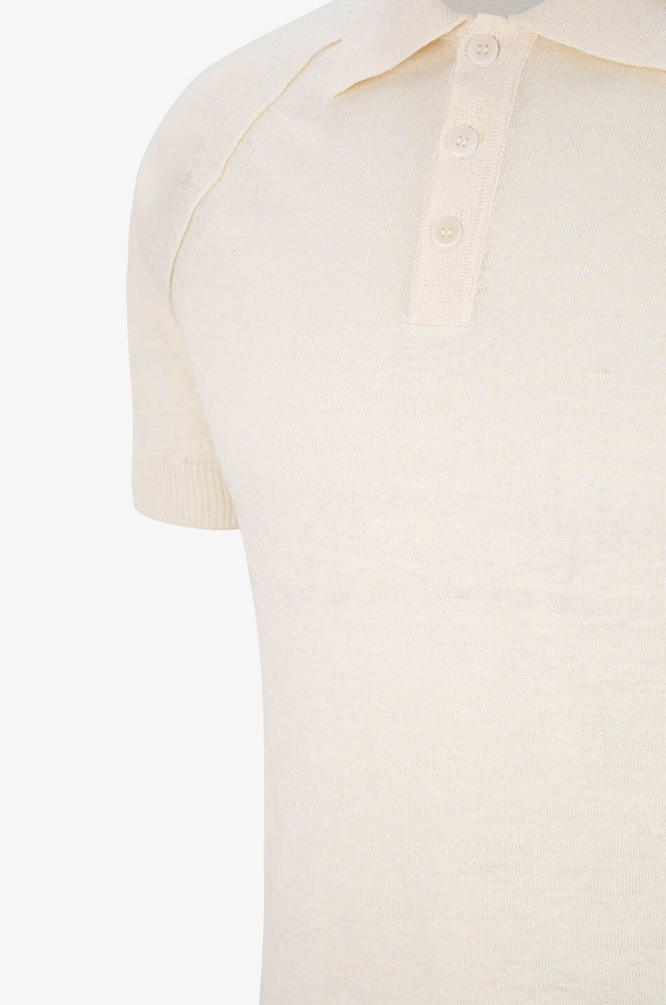 DANIELE FIESOLI Linen polo shirt with short raglan sleeves Men EGGSHELL 3