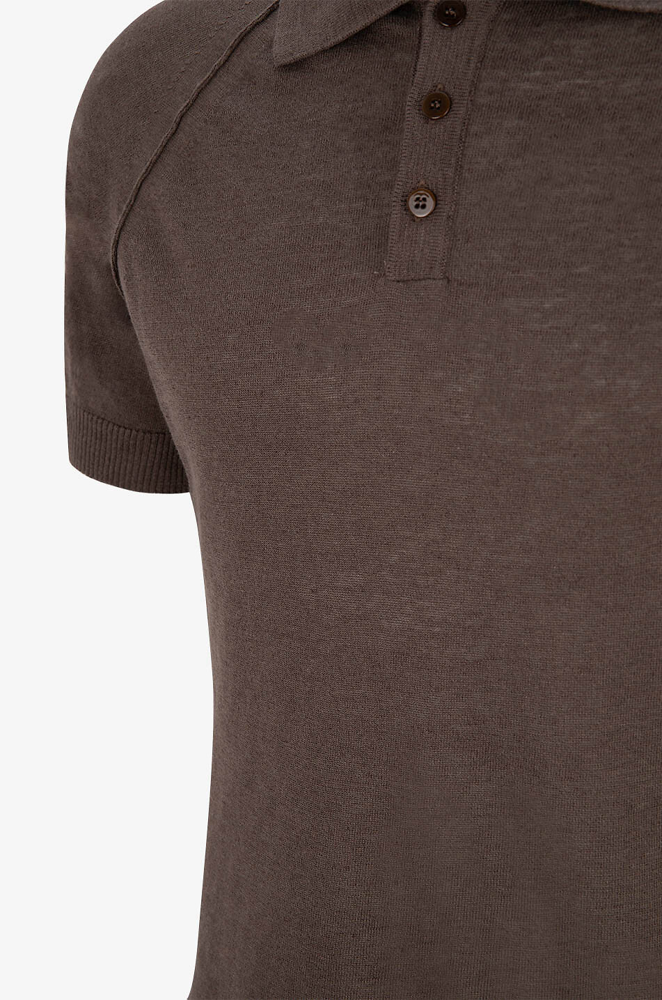 DANIELE FIESOLI Linen polo shirt with short raglan sleeves Men BROWN 3