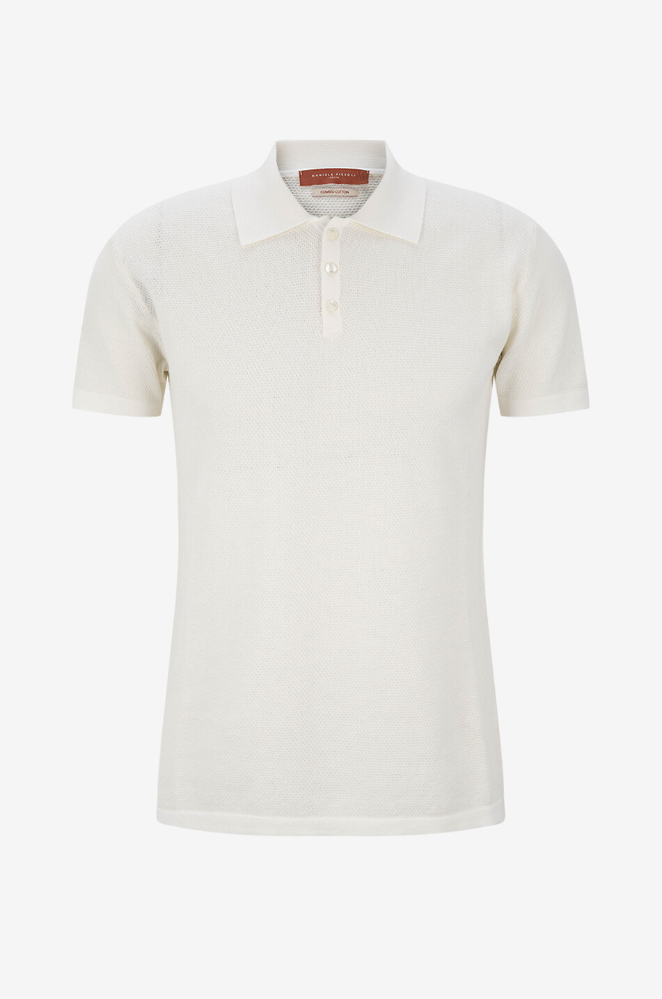 Polo texturé à manches courtes en coton
